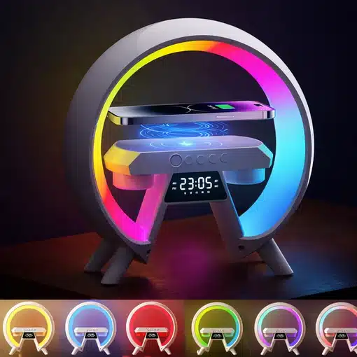 רמקול Bluetooth עם תאורת אווירה וטעינה אלחוטית