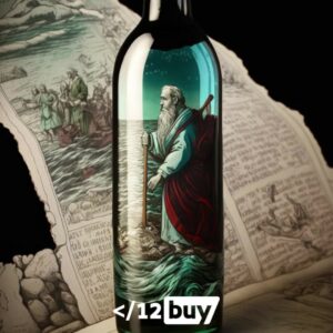 בקבוק זכוכית עם איור של משה רבנו