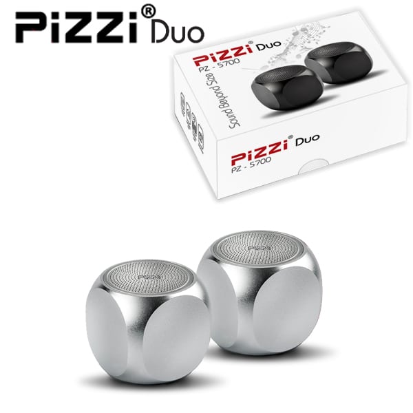 PiZZi Mini-DUO זוג רמקולים Bluetooth כסוף